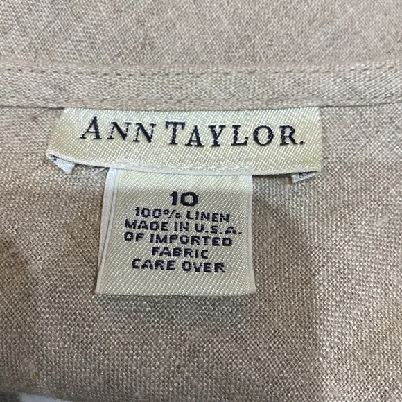 Ann Taylor Maxi Dress Linen Color Beige     Size 10 Made in USA open to the side - Picture 6 of 6